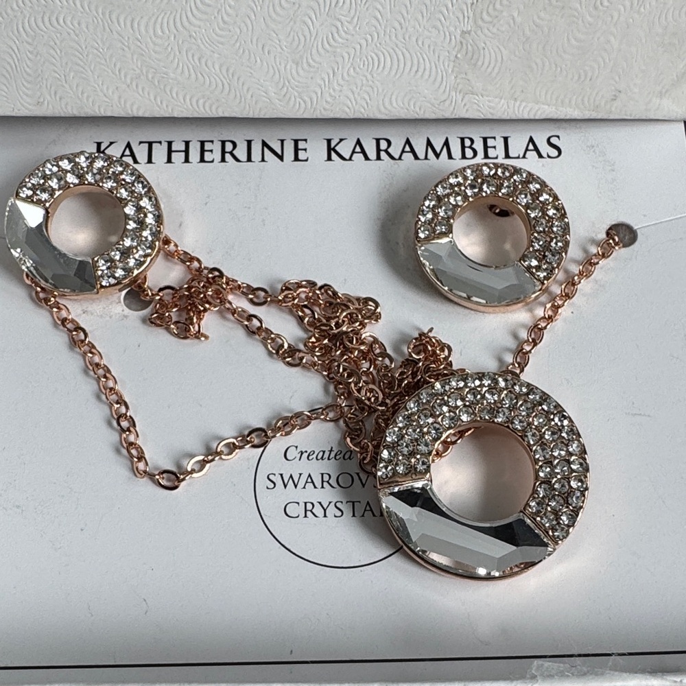 Katherine Karambelas Rose Gold and Swarovski crystals  Jewelry Set